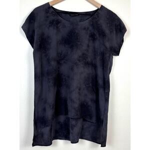 Eileen Fisher 100% Silk Short Sleeve Shirt Size XS Acid Wash